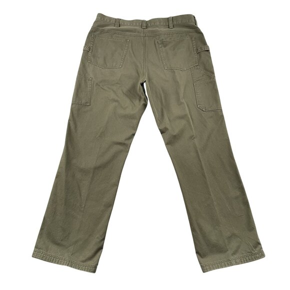 Duluth Trading Co Carpenter Pants Mens 40x34 Twill Relaxed Fit Green Khaki - Picture 2 of 8